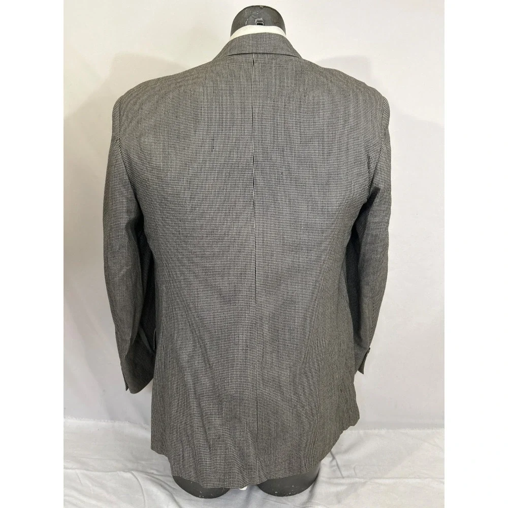 BURBERRYS Black White Houndstooth 6 Button DB Double Closure Wool Sport Coat 42R